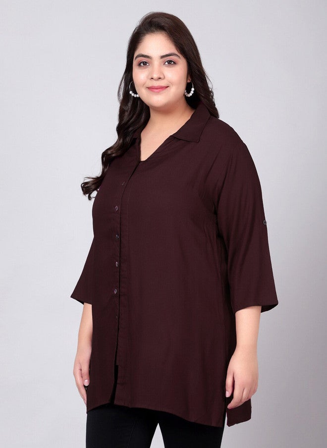 Indietoga Plus Size Classic Longline Casual Shirt - Image 4